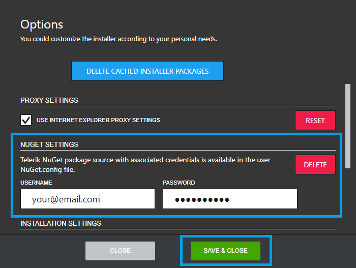 用户界面为ASP。网络核心Set Up Nuget on Progress Control Panel options